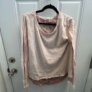 Anthropologie Cashmere Cream Long Sleeve Blouse with Patterned Back